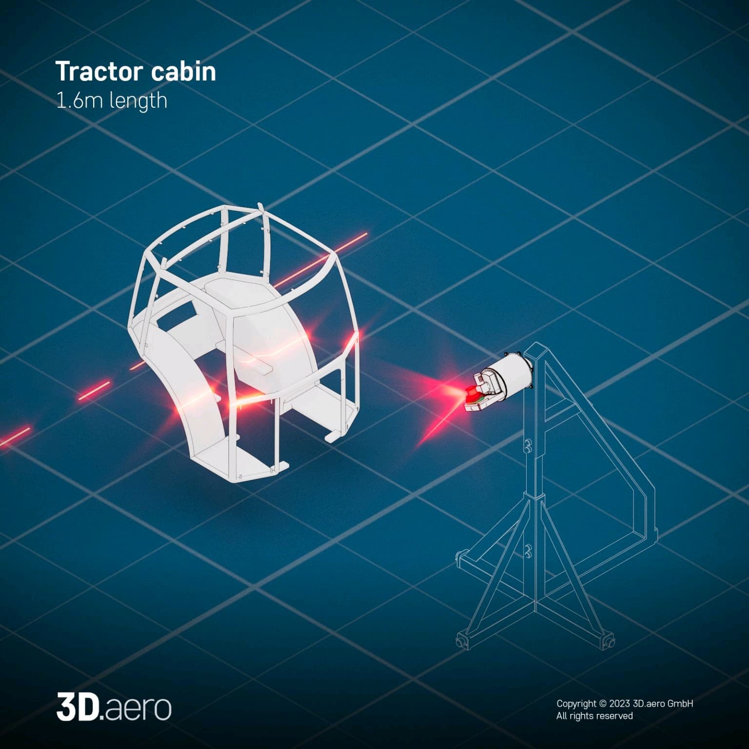 Traktor-Kabine im 3D-Scan